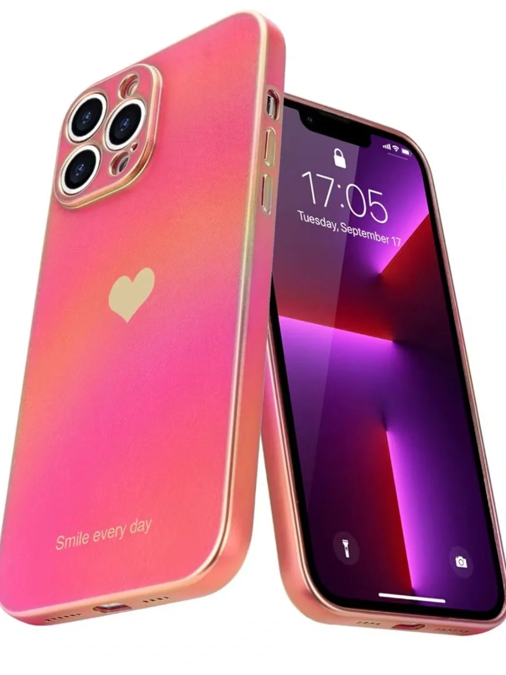 Pink Heart Phone Case for iPhone 13 Pro Max - Smile Every Day